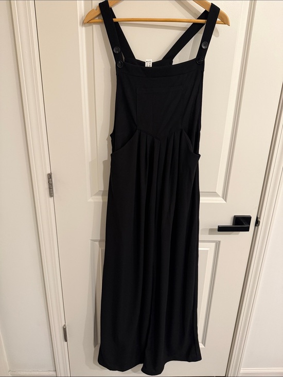 HALARA Pants - Black Pinafore Maxi Dress with Adjustable Straps